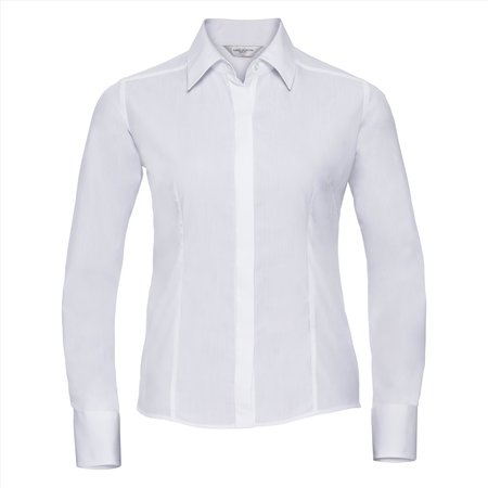 Russell Ladies LSL Fitted Polycot. Poplin Shirt