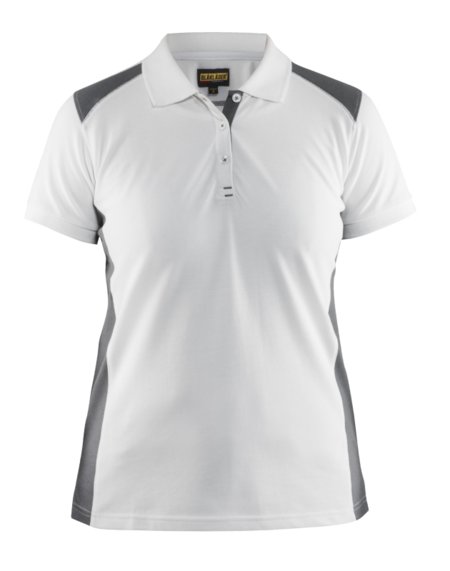 Blåkläder Dames poloshirt piqué 33901050 Wit/Grijs