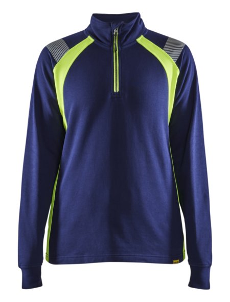 Blåkläder Dames Sweatshirt halve rits Visible 34031158 Marine/High-Vis Geel