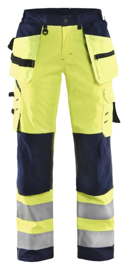 Blåkläder Dames Softshell werkbroek High-Vis 71672517 High-Vis Geel/Marineblauw