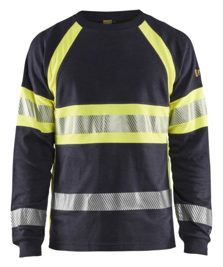 Blåkläder Vlamvertragend T-Shirt lange mouwen 34841761 Marine/High-Vis Geel