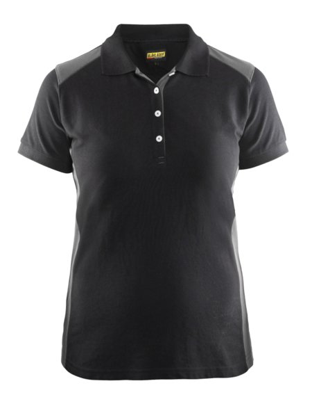 Blåkläder Dames poloshirt piqué 33901050 Zwart/Grijs