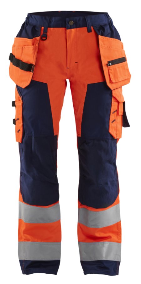 Blåkläder Dames werkbroek High-Vis met spijkerzakken 71561811 High-Vis Oranje/Marineblauw