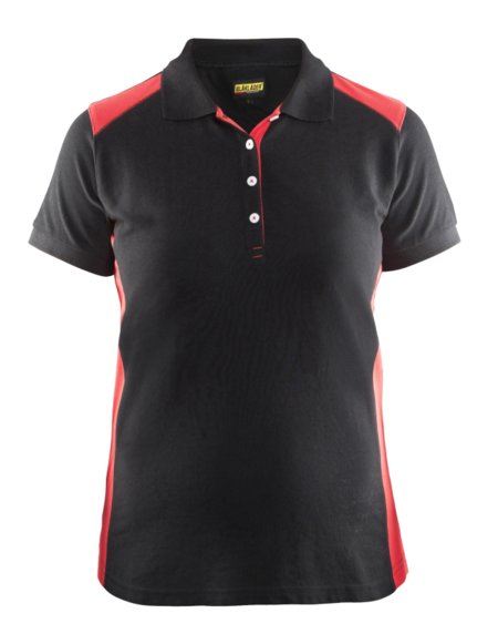 Blåkläder Dames poloshirt piqué 33901050 Zwart/Rood