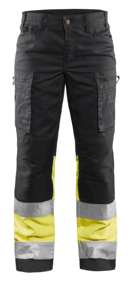 Blåkläder Dames werkbroek High-Vis met stretch 71611811 Zwart/High-Vis Geel