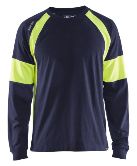 Blåkläder T-Shirt lange mouw 35201030 Marine/High-Vis Geel