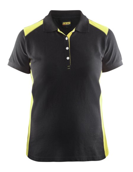 Blåkläder Dames poloshirt piqué 33901050 Zwart/High-Vis Geel