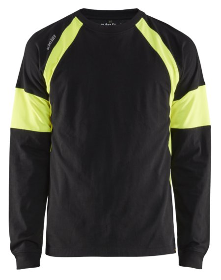 Blåkläder T-Shirt lange mouw 35201030 Zwart/High-Vis Geel