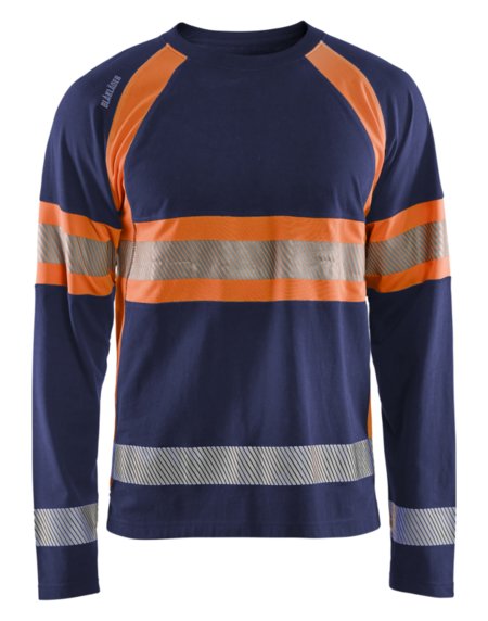 Blåkläder High-Vis T-Shirt lange mouwen 35101030 Marineblauw/Oranje